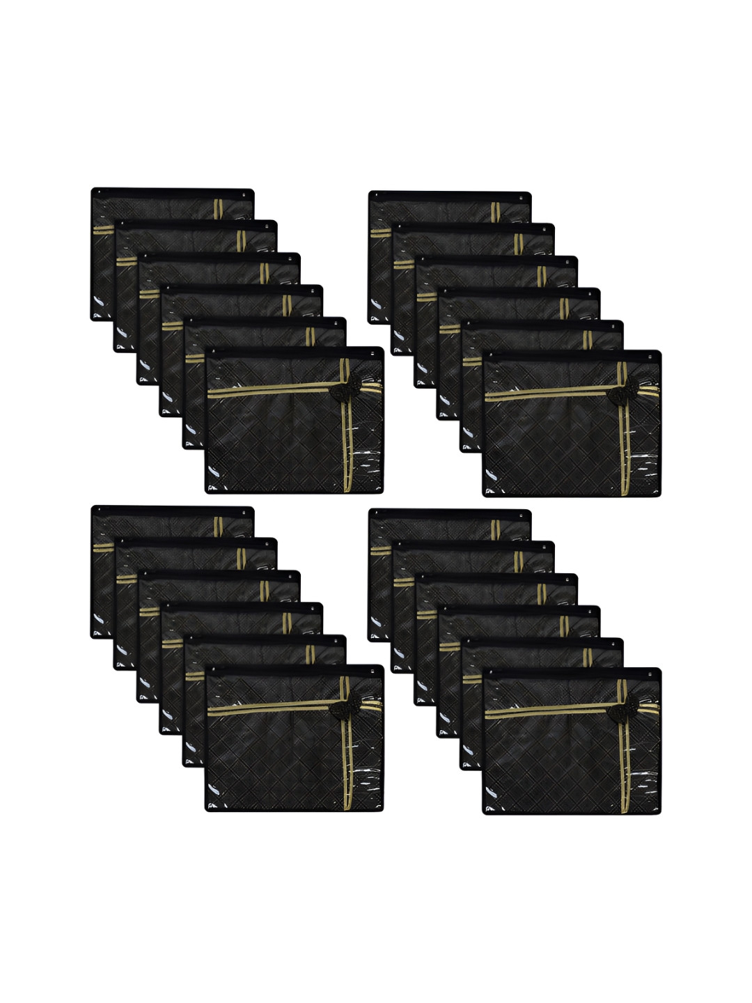 Aura Black & Gold Toned 6 Pieces Regular Bow -Printed Saree Storage Bags
