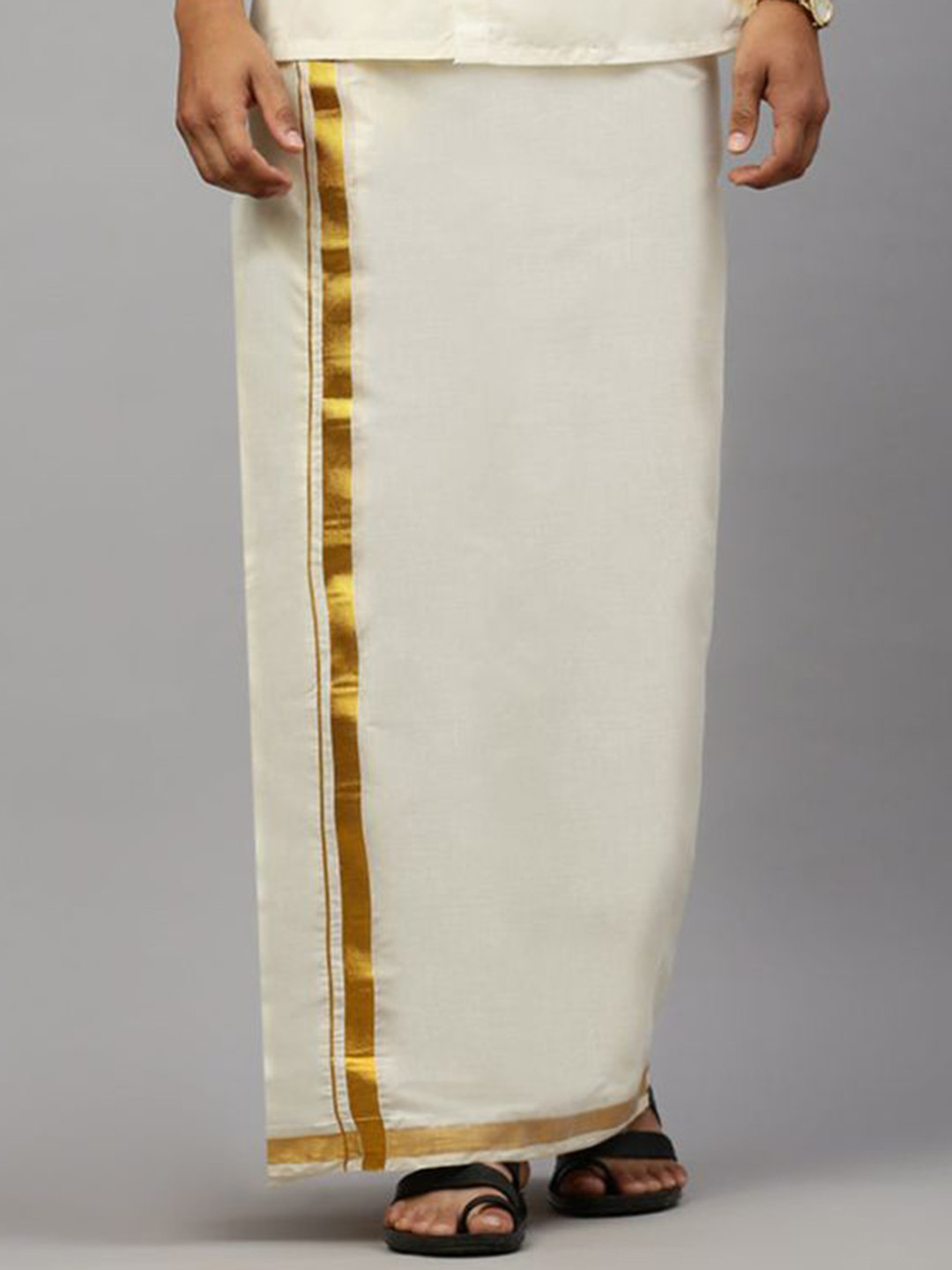 Ramraj Kora Cotton Double Layer Zari Border Dhoti