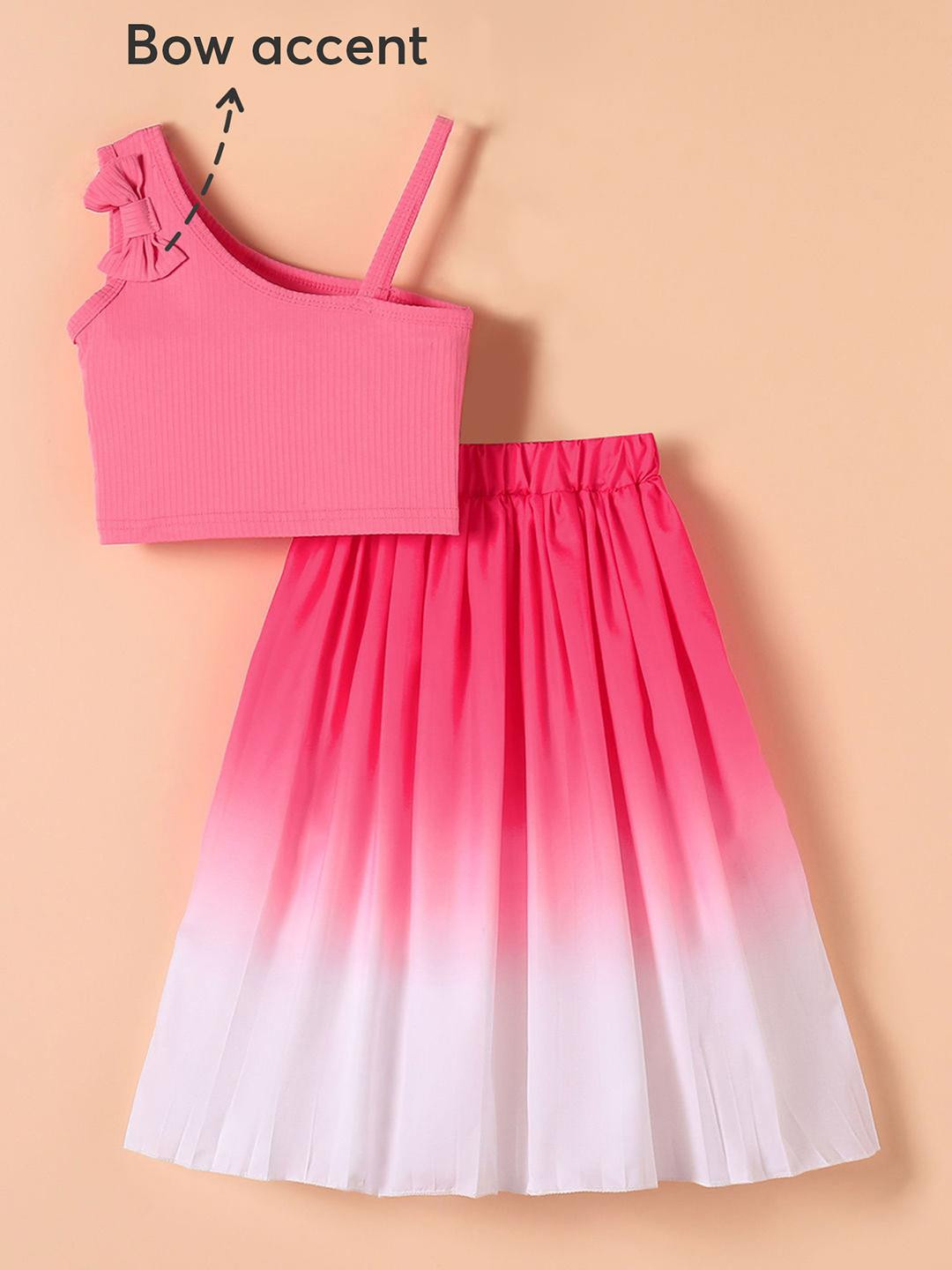 2-Pc Ombre-dyed Skirt & Blouse