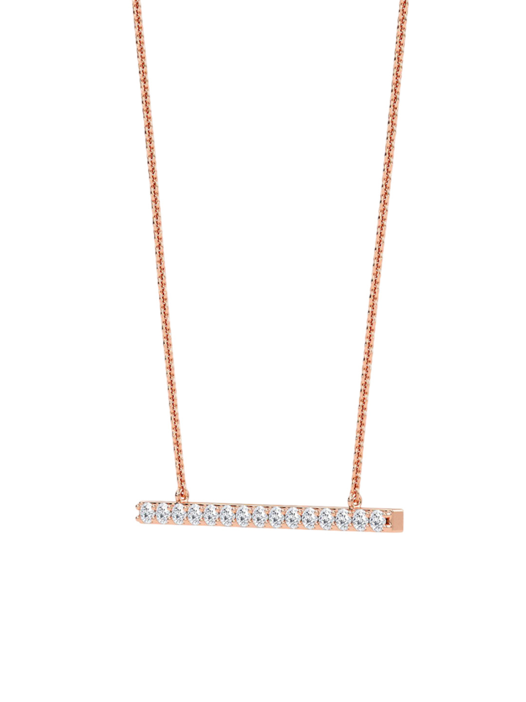SHINE ETERNAL 18K Rose Gold Lab Grown Diamond Bar Pendant-1.61g
