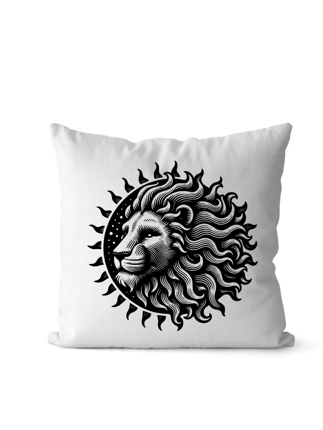 Loops n knots White & Black Leo Sun Zodiac Printed Pre-Filled Cushion