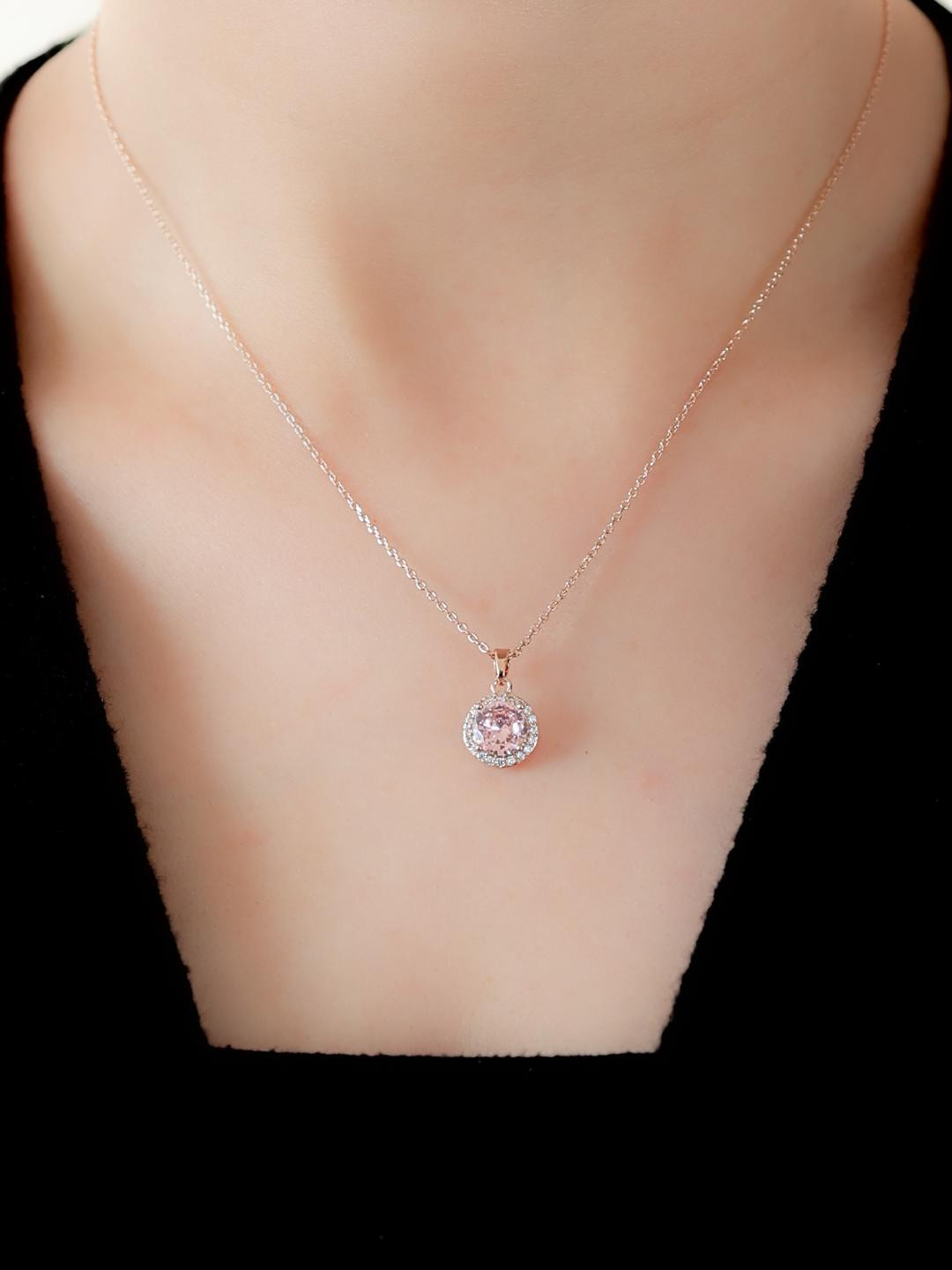 LOLO LePA Women Rose Gold-Plated Stainless Steel Artificial Stones Necklace and Chains