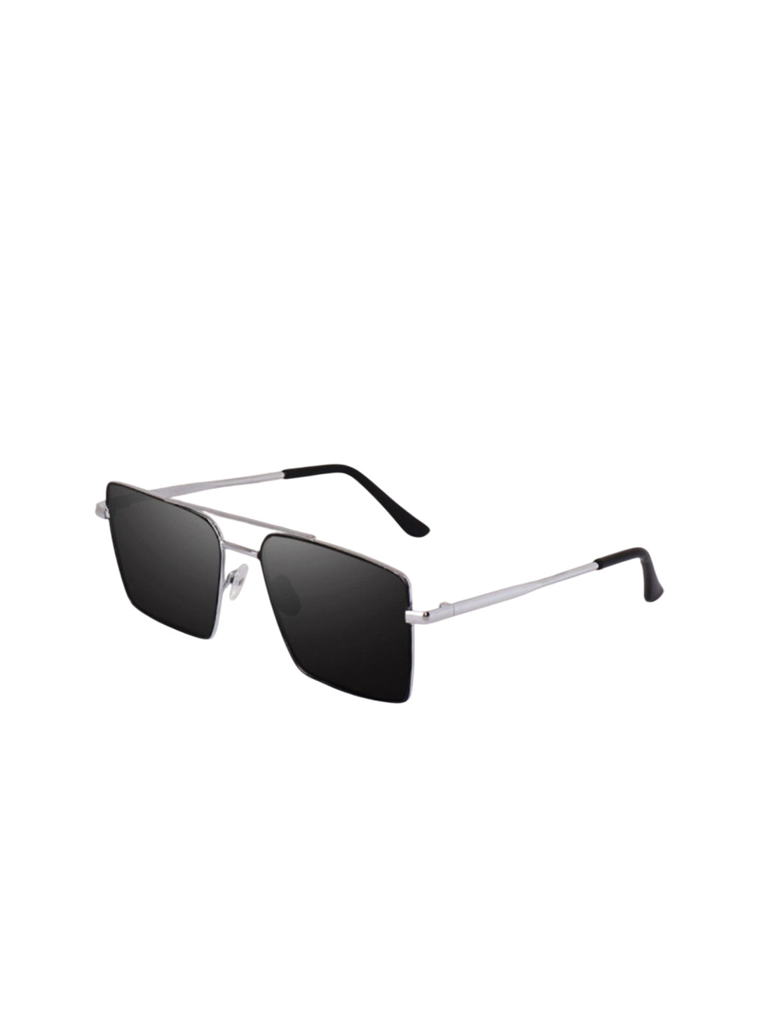 SPADEACES Unisex Black Lens & Silver-Toned Aviator Sunglasses HQ SILVER BLACK SQUARE -57