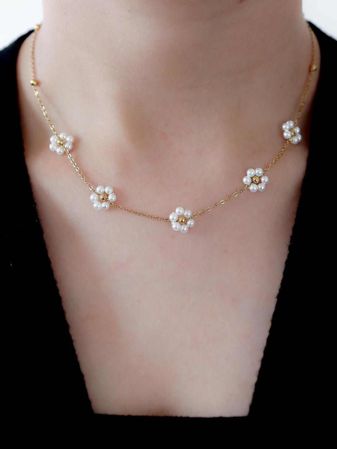 LOLO LePA Gold-Plated Gold Plated Stainless Steel White Daisy Chain