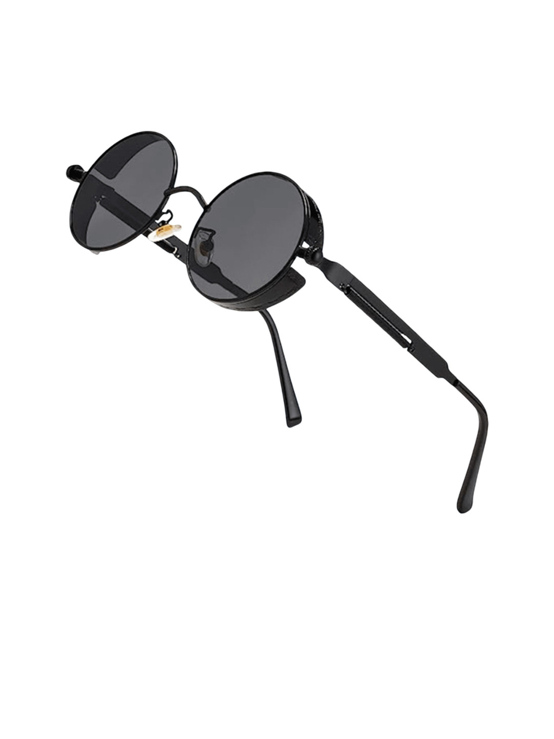 SPADEACES Unisex Black Lens & Black Round Sunglasses Steampunk Full Black -35
