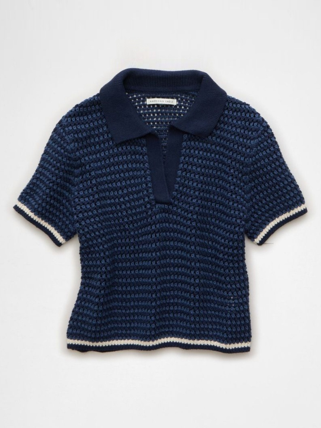 AMERICAN EAGLE OUTFITTERS Self Design Polo Collar Pure Cotton Slim Fit T-shirt