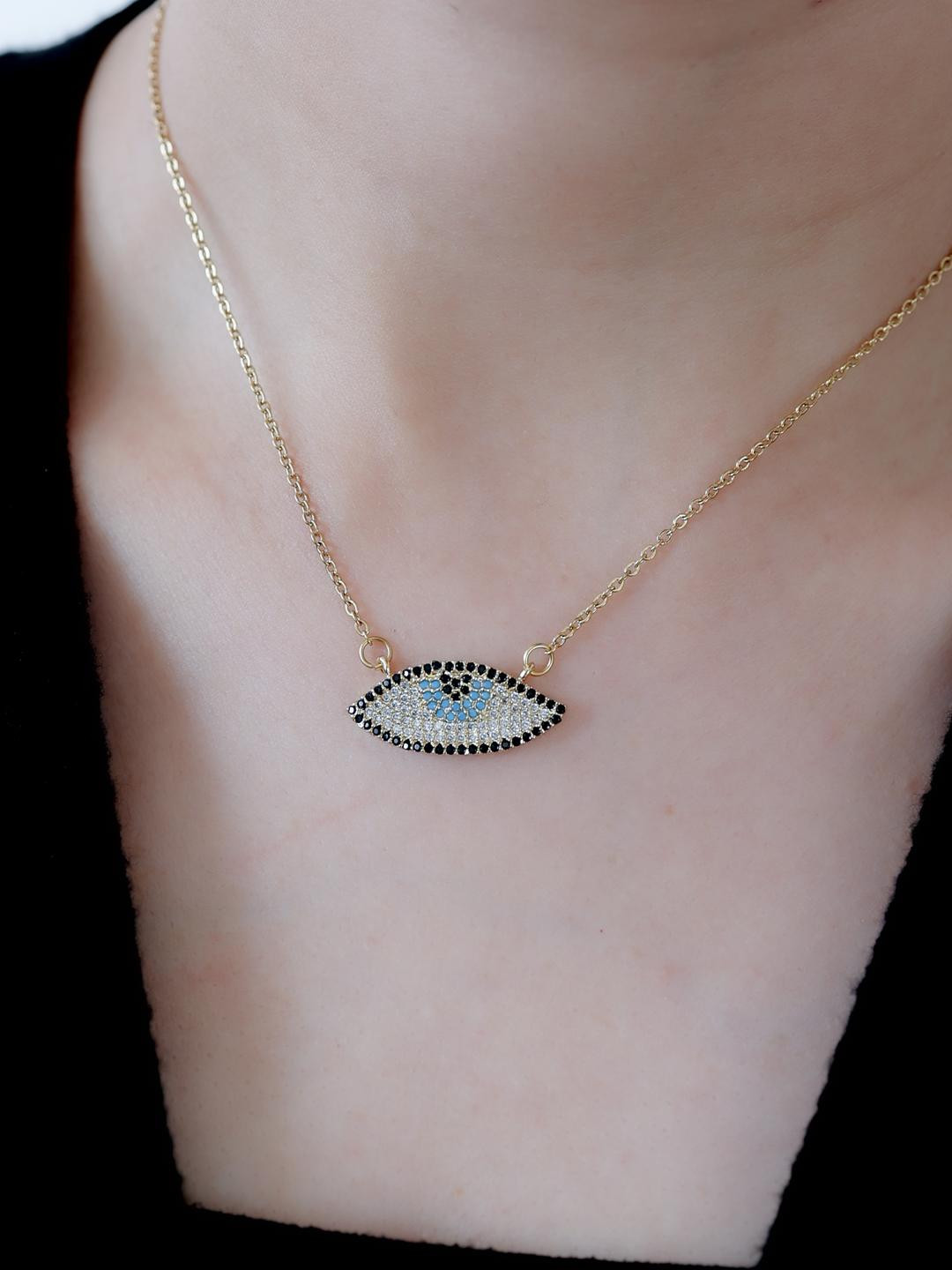 LOLO LePA 18k Gold Plated Stones Studded Stainless Steel Allika Evil Eye Chain