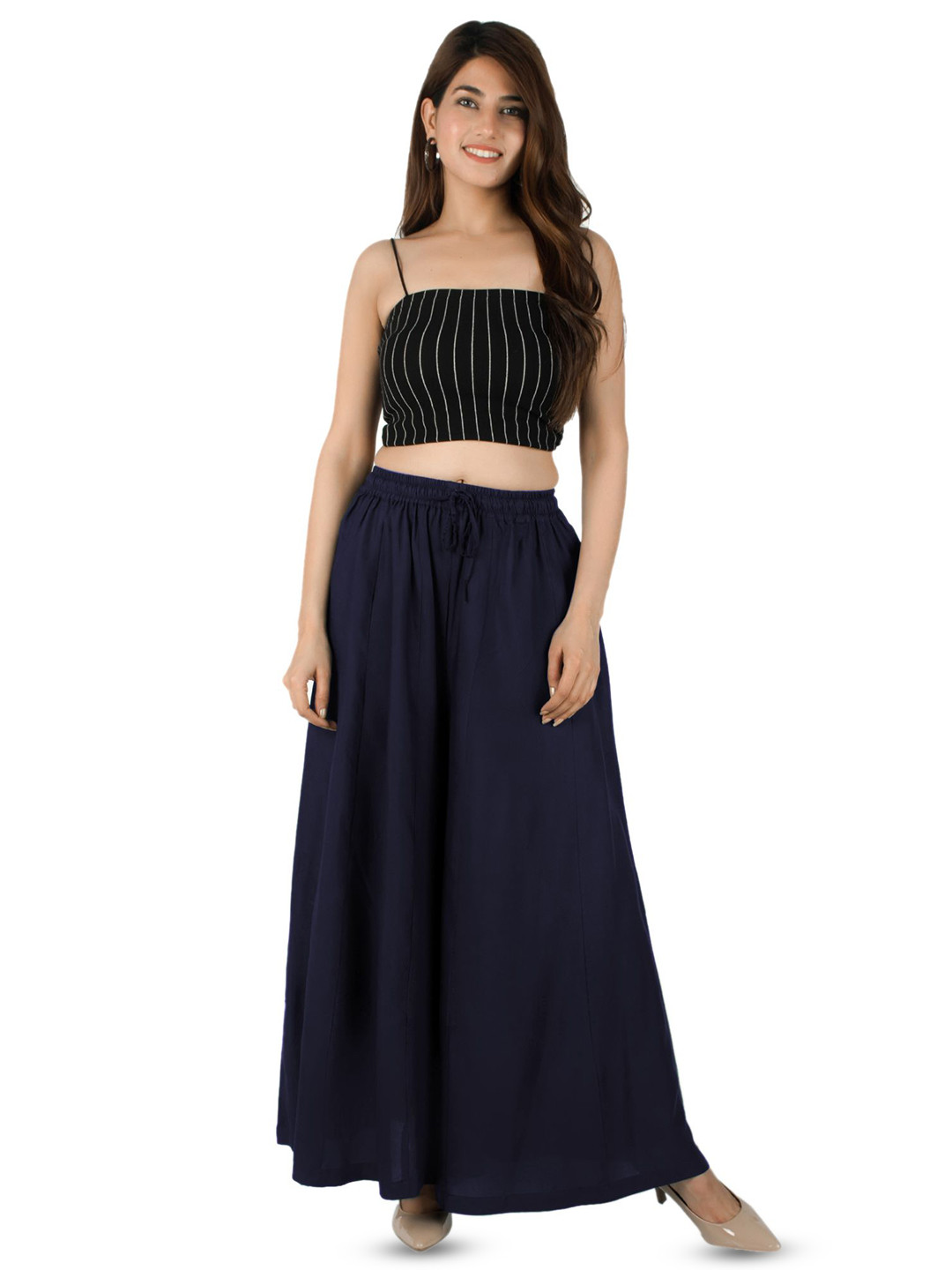 AARMAD Women Solid Flared Loose Fit Palazzos
