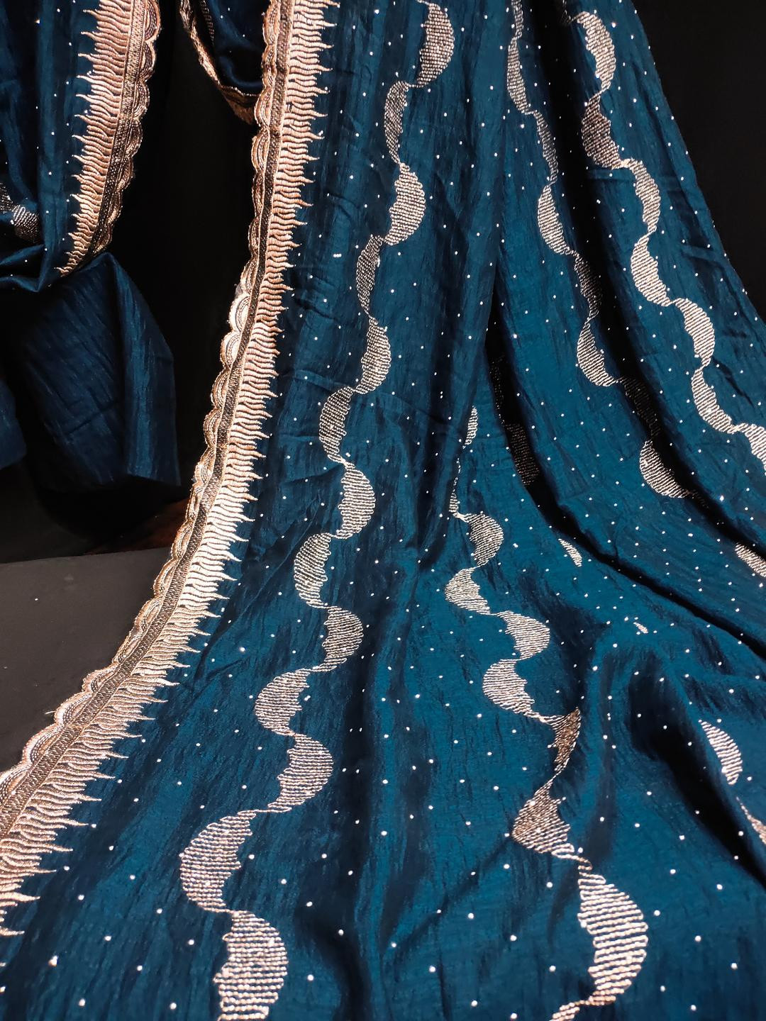KSALIYA Blue Polyester  Sarees