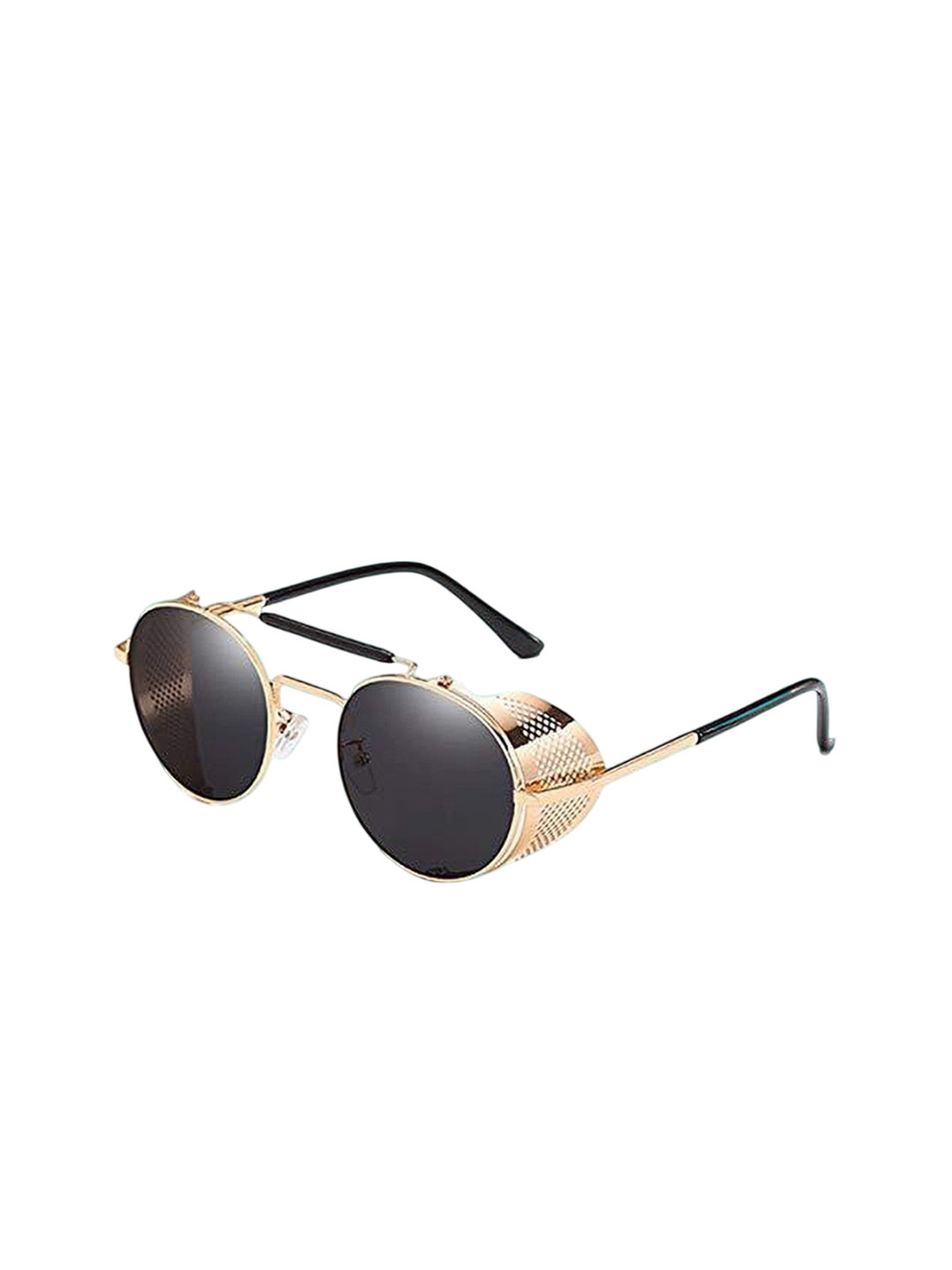 SPADEACES Unisex Black Lens & Gold-Toned Round Sunglasses STEAMPUNK GOLD BLACK CUP -11