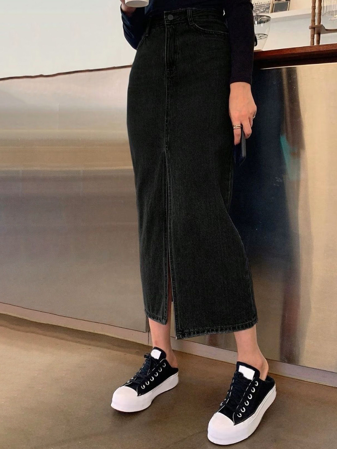 Tripursundari Fashion Women Straight Denim Midi Skirt