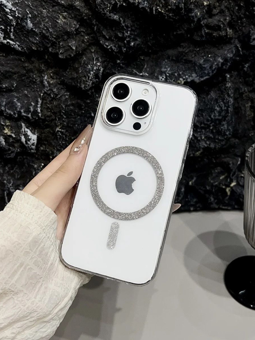 CASE CREATION Glitter Magnetic Ring Magsafe Impact Resistant iPhone 15 Pro Max Back Case