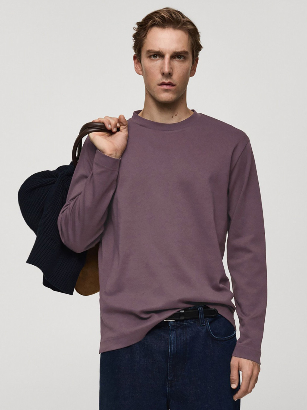 MISCHIEF MONKEY Round Neck Long Sleeves Pure Cotton T-shirt