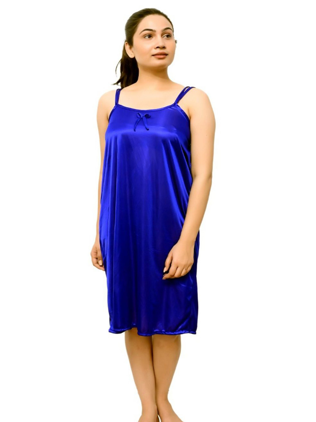 ANKONA Women Double Sholders Strap Satin Nightdress