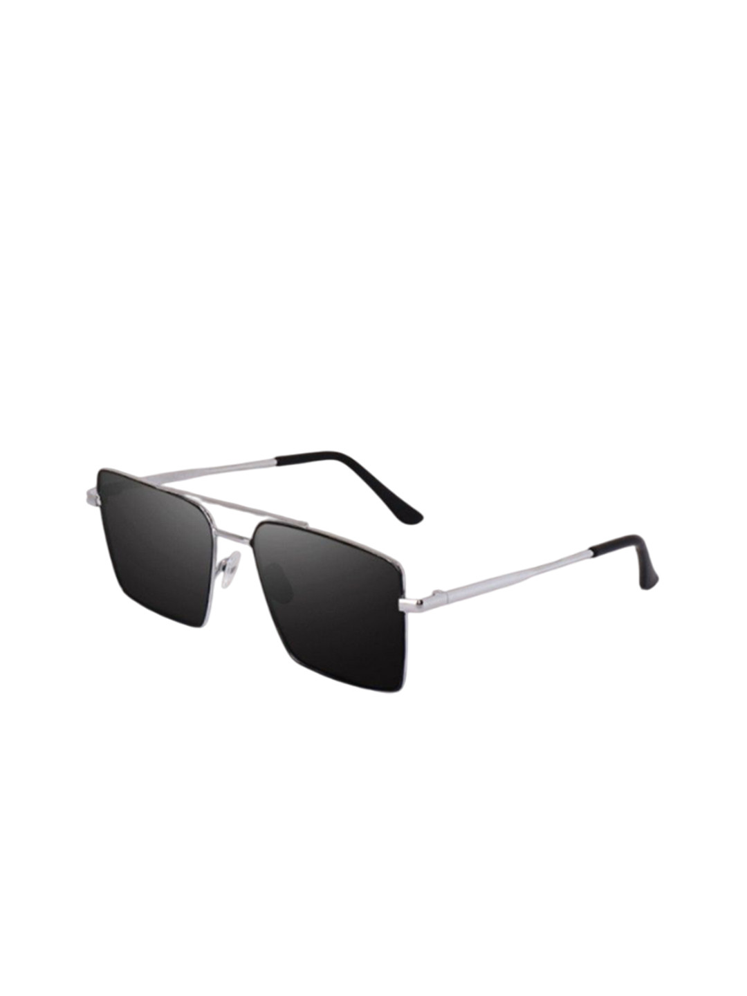 SPADEACES Black Lens & Silver-Toned Aviator Sunglasses HQ SILVER BLACK SQUARE -64_11