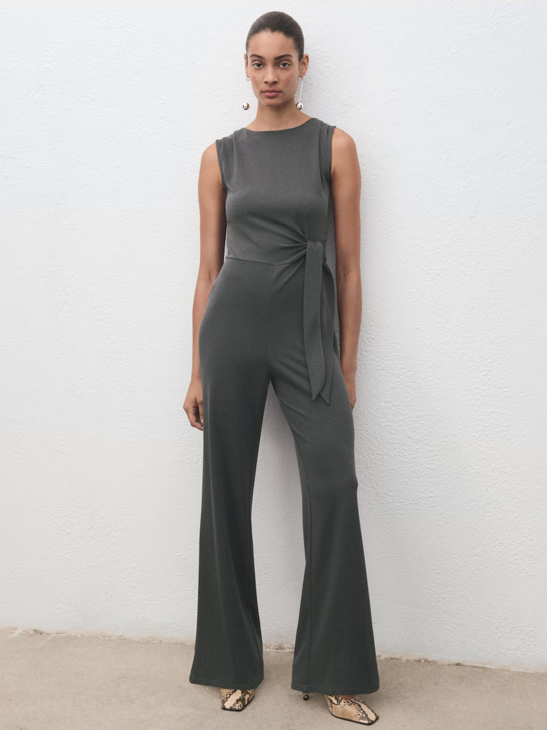 MANGO Front Knot Basic Jumpsuit