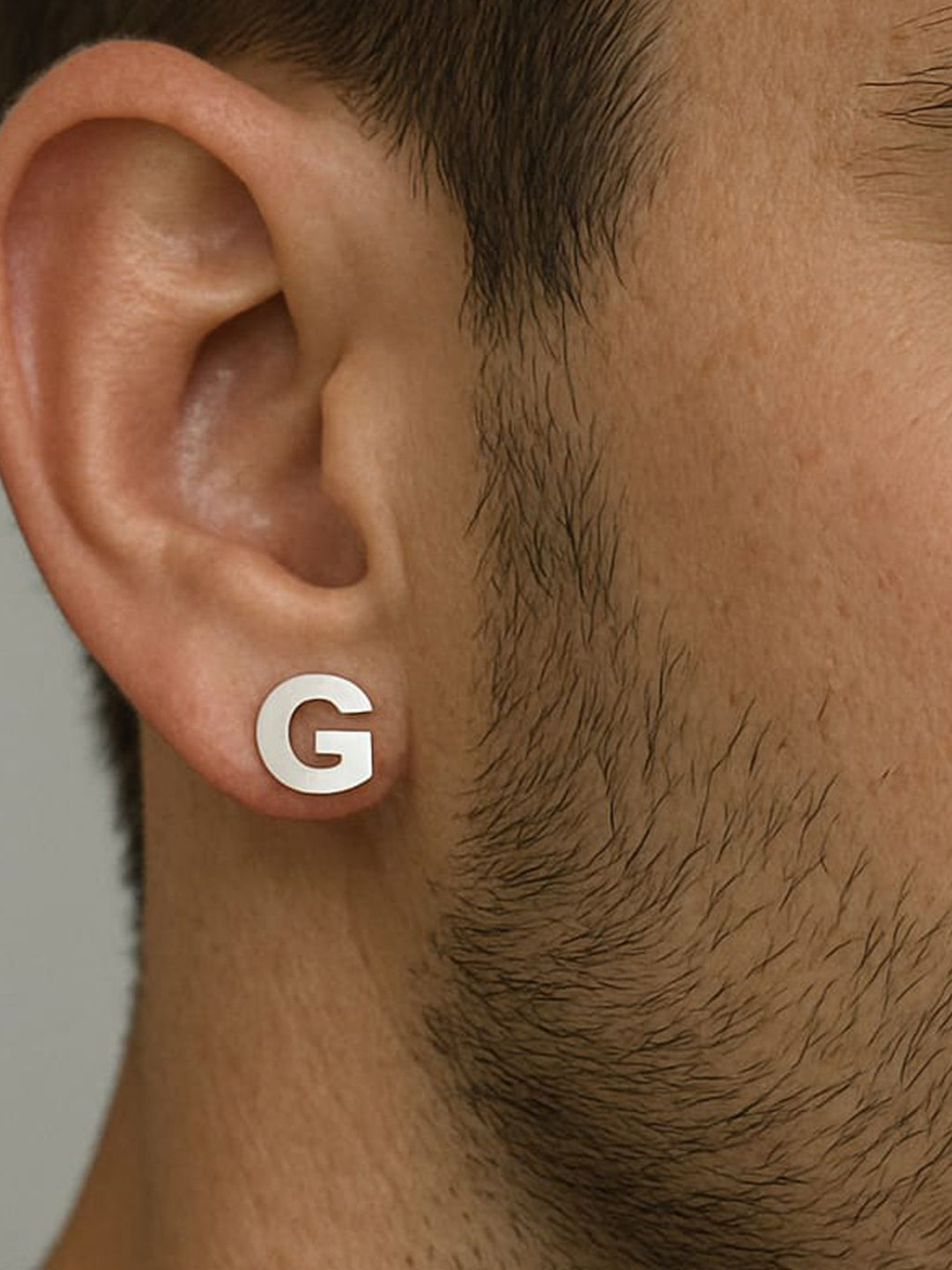 Goldnera Men 925 Sterling Silver Contemporary Letter G Stud