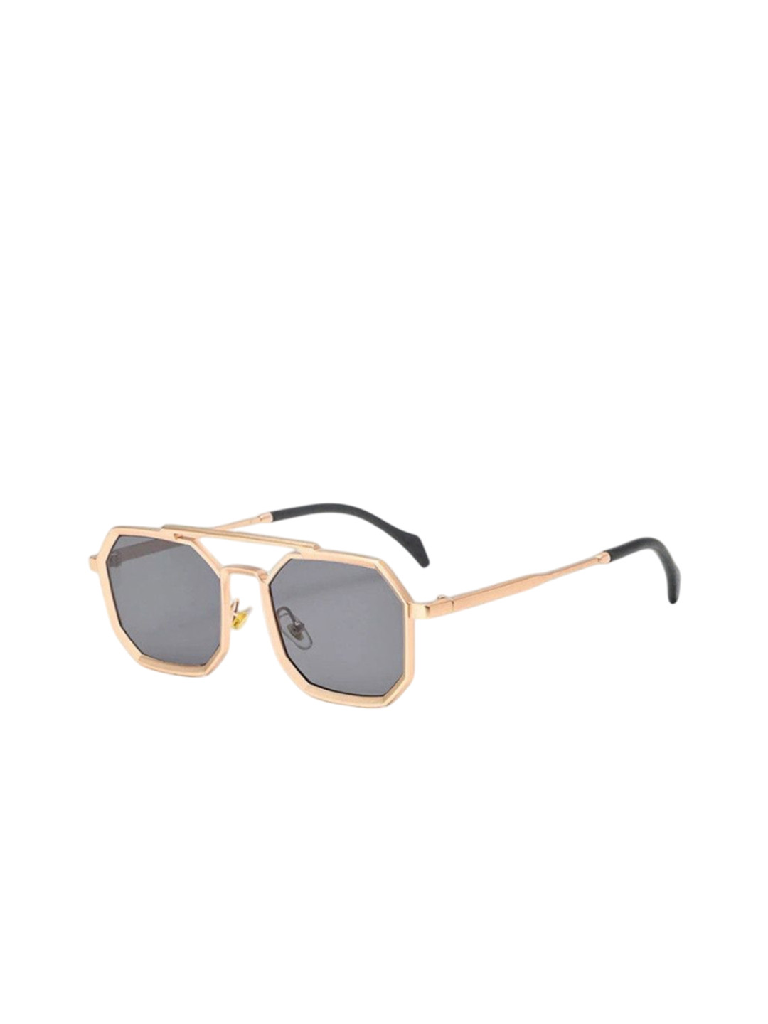 SPADEACES Unisex Rectangle Sunglasses GOLD BLACK POLYGON -413