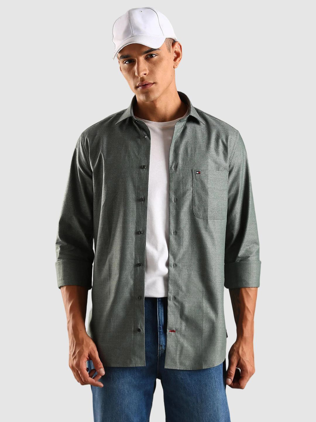 Tommy Hilfiger Chevron Printed Cotton Casual Shirt