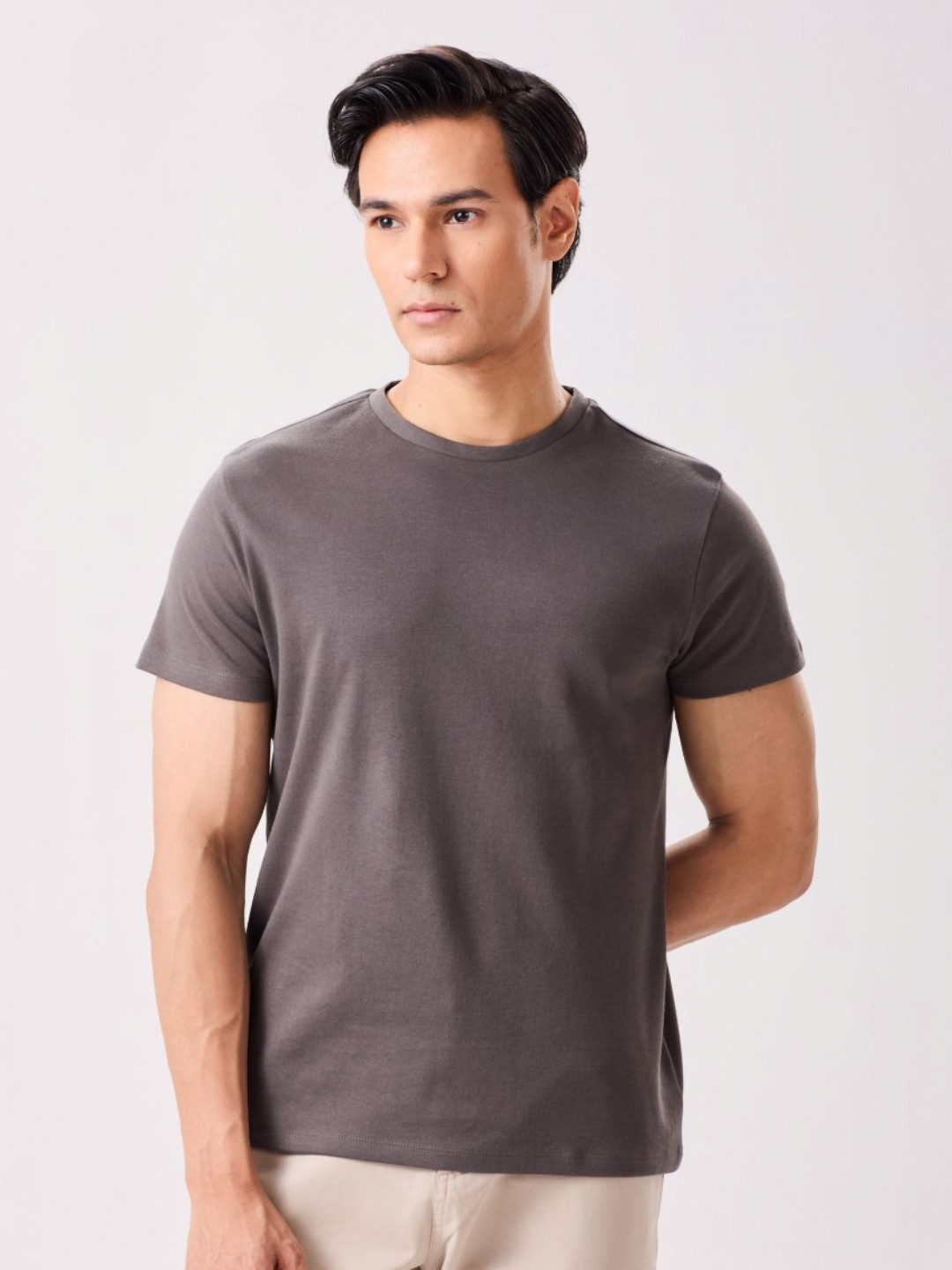 MH&Y Round Neck Short Sleeves Pure Cotton T-shirt