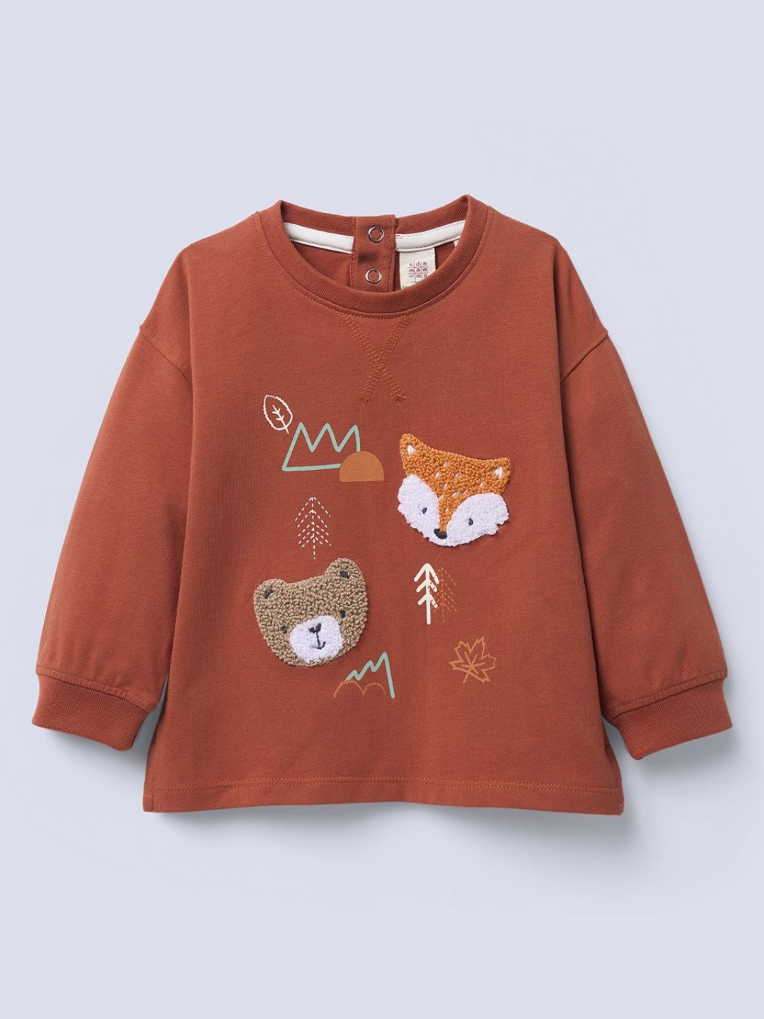 Ed-a-Mamma Infant Boy Animal Self Design Round Neck Cotton Applique Regular Fit T-shirt