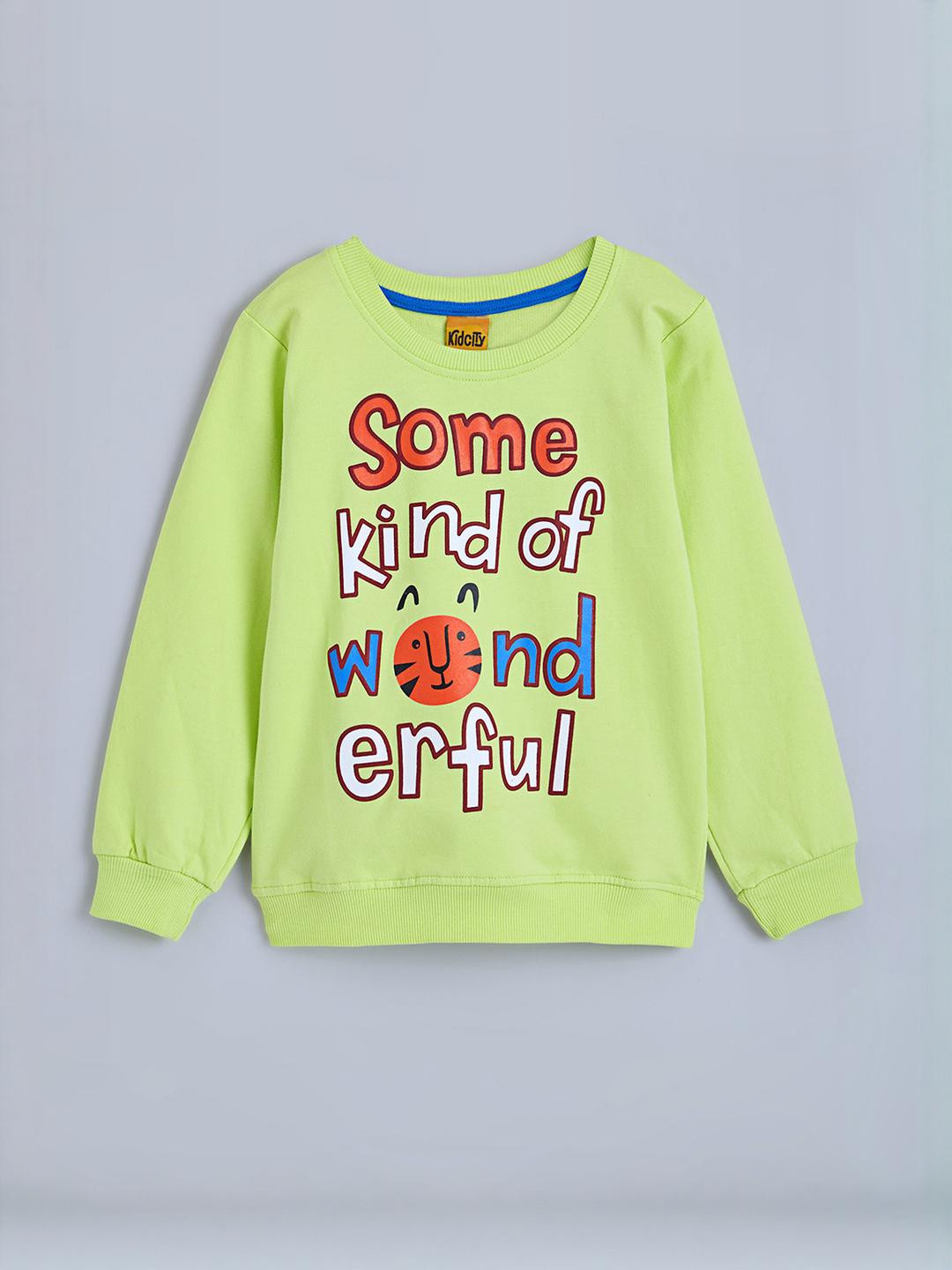 Hopscotch Boys Cotton Text Printed Sweatshirt