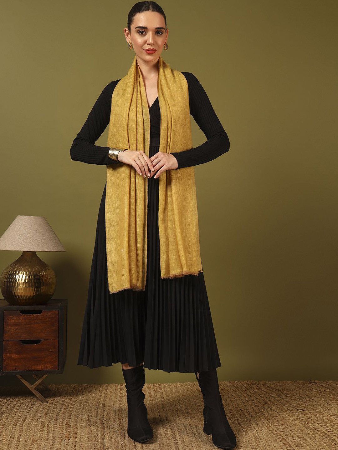 Kala Maison Woven Design Lightweight Merino Woolen Stole