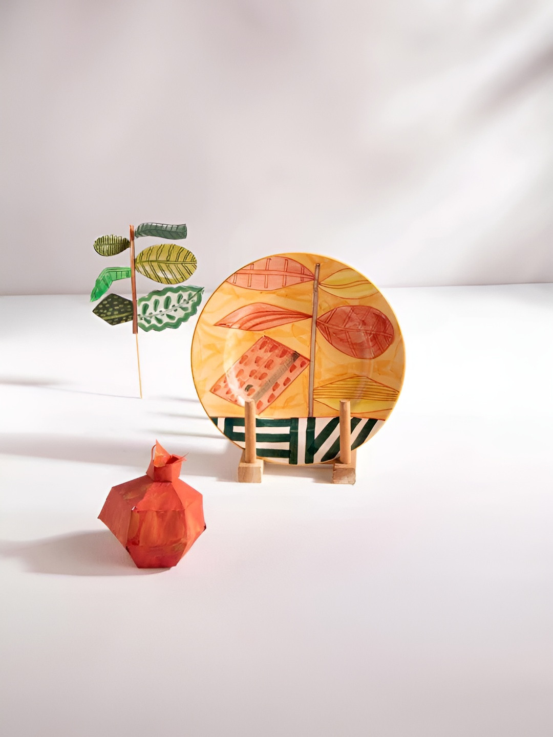 FREEDOM TREE Arakta Yellow Hand Painted Ceramic Dishwasher & Microwave Safe Side Plate