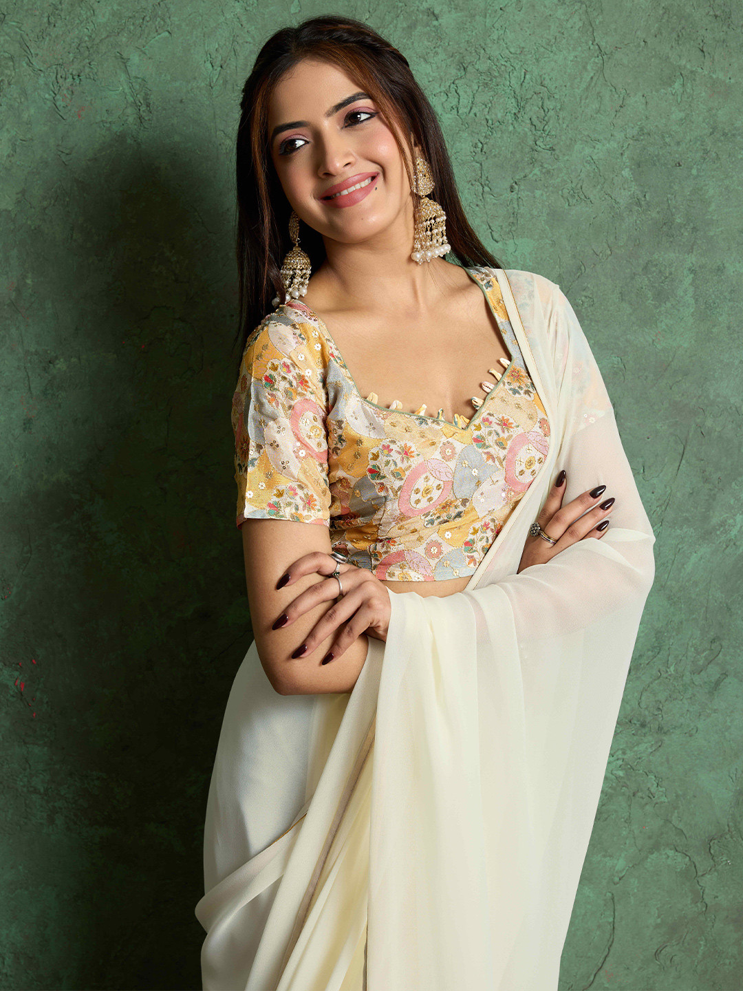 100 Dreams Embellished Sequinned Poly Georgette Saree