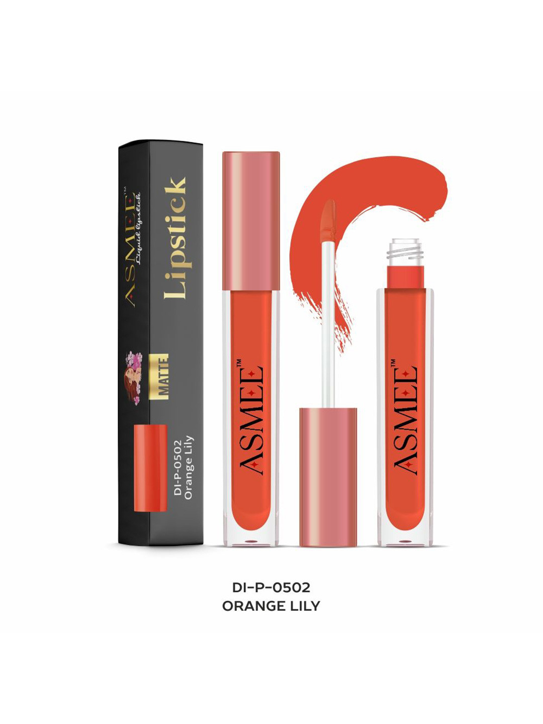 ASMEE Long Lasting Matte Liquid Lipstick With Vitamin E - 4 ml - Orange Lily DI-P-0502