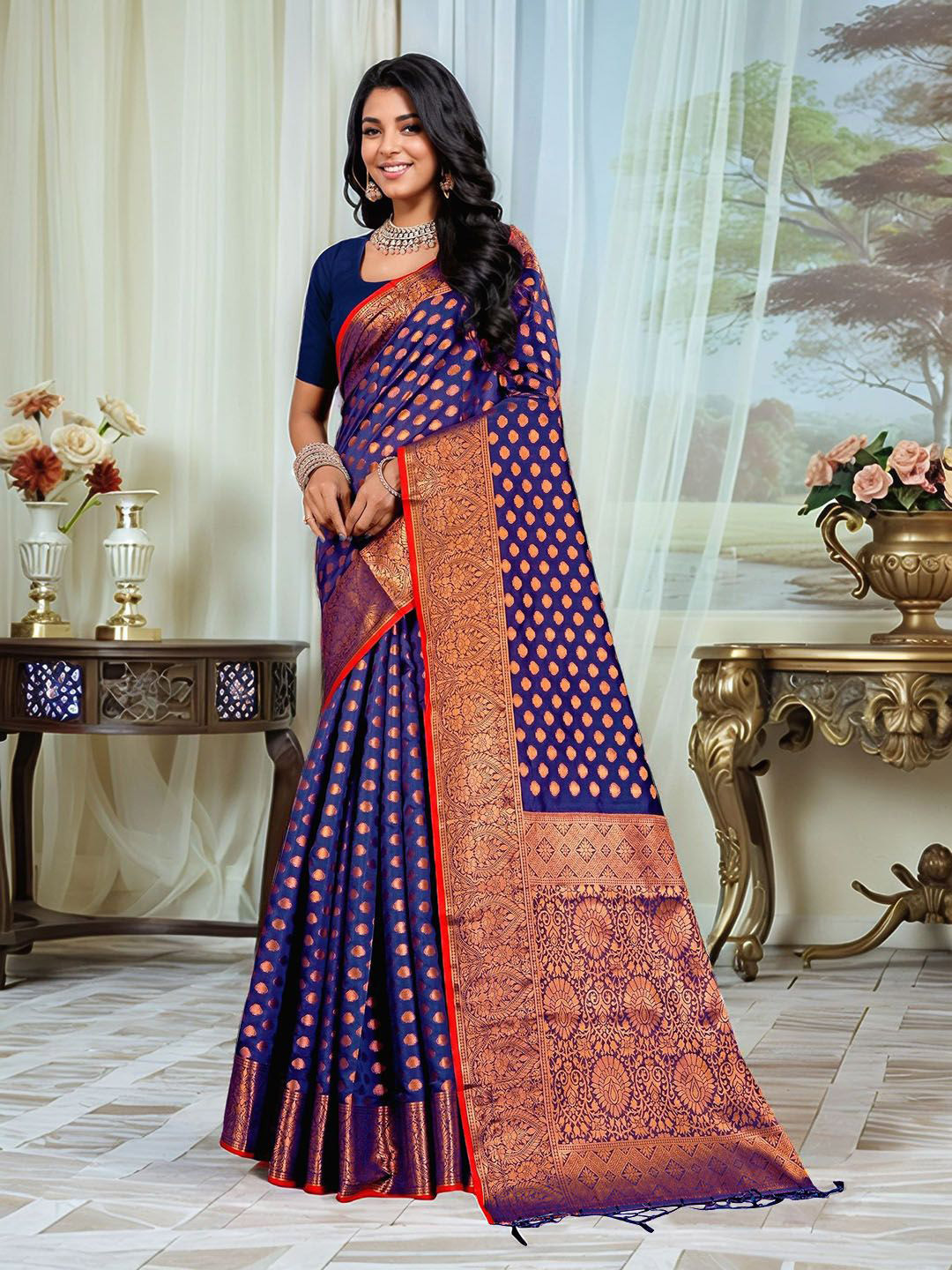 Anouk Rustic Ethnic Motifs Woven Design Banarasi Saree