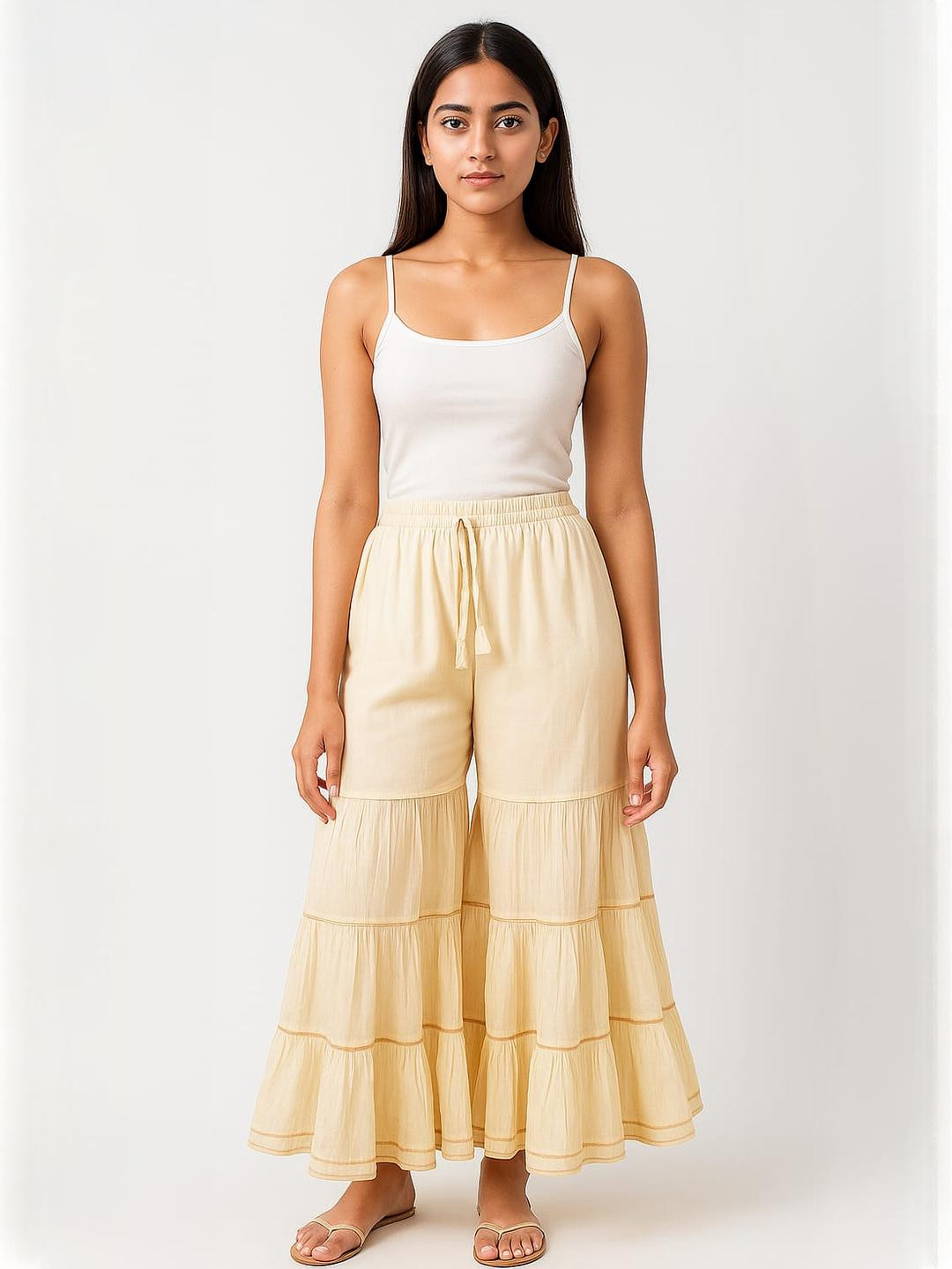Silakaari Women Flared Pleated Ethnic Sharara Trousers