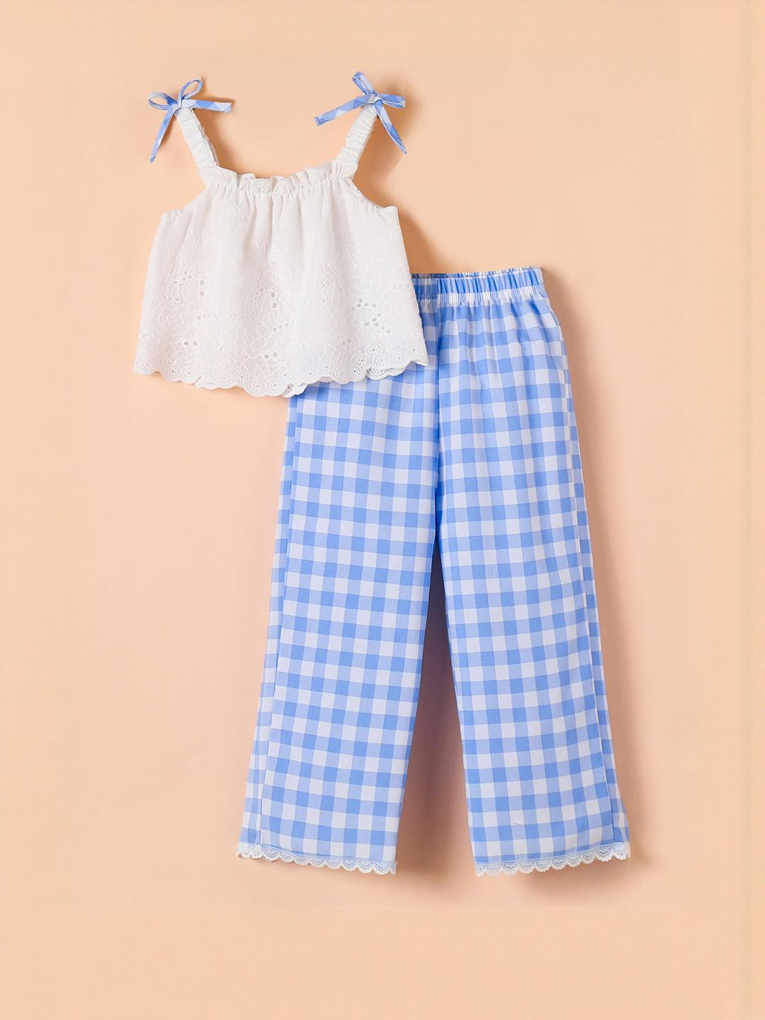 2-Pc Breezy Gingham Pant Set