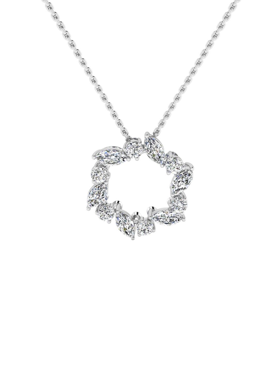 SHINE ETERNAL 14K White Gold Lab Grown Diamond Celestial Circle Pendant-1.661g