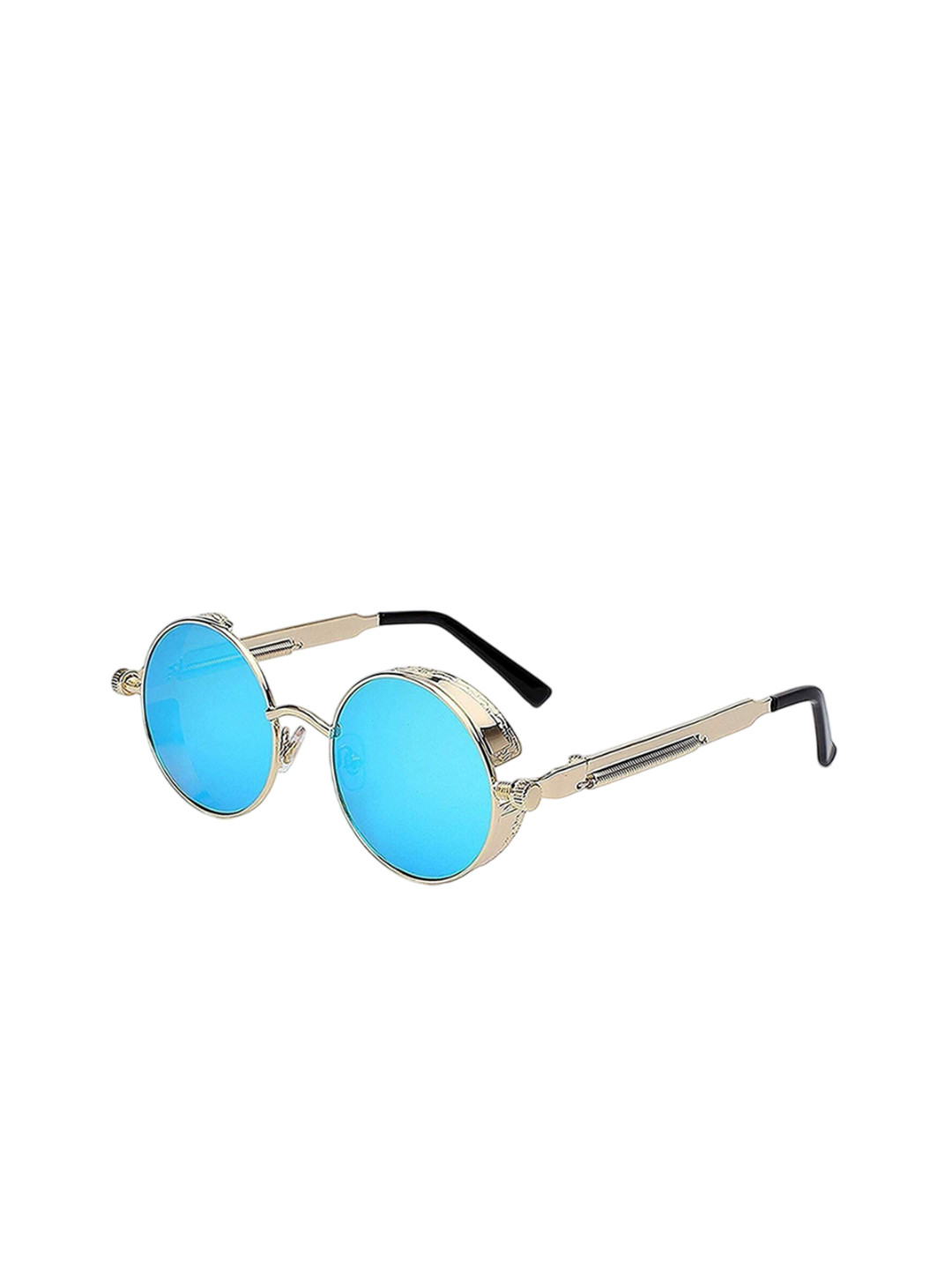 SPADEACES Unisex Round Sunglasses HQ GOLD BLUE STEAMPUNK