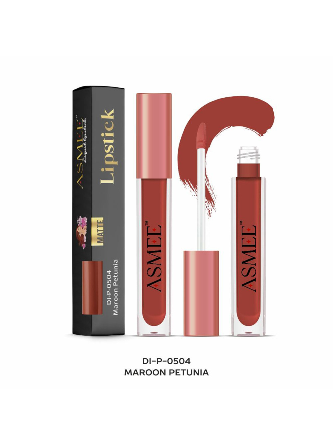 ASMEE Matte Liquid Lipstick- 4 ml- Maroon Petunia 0504