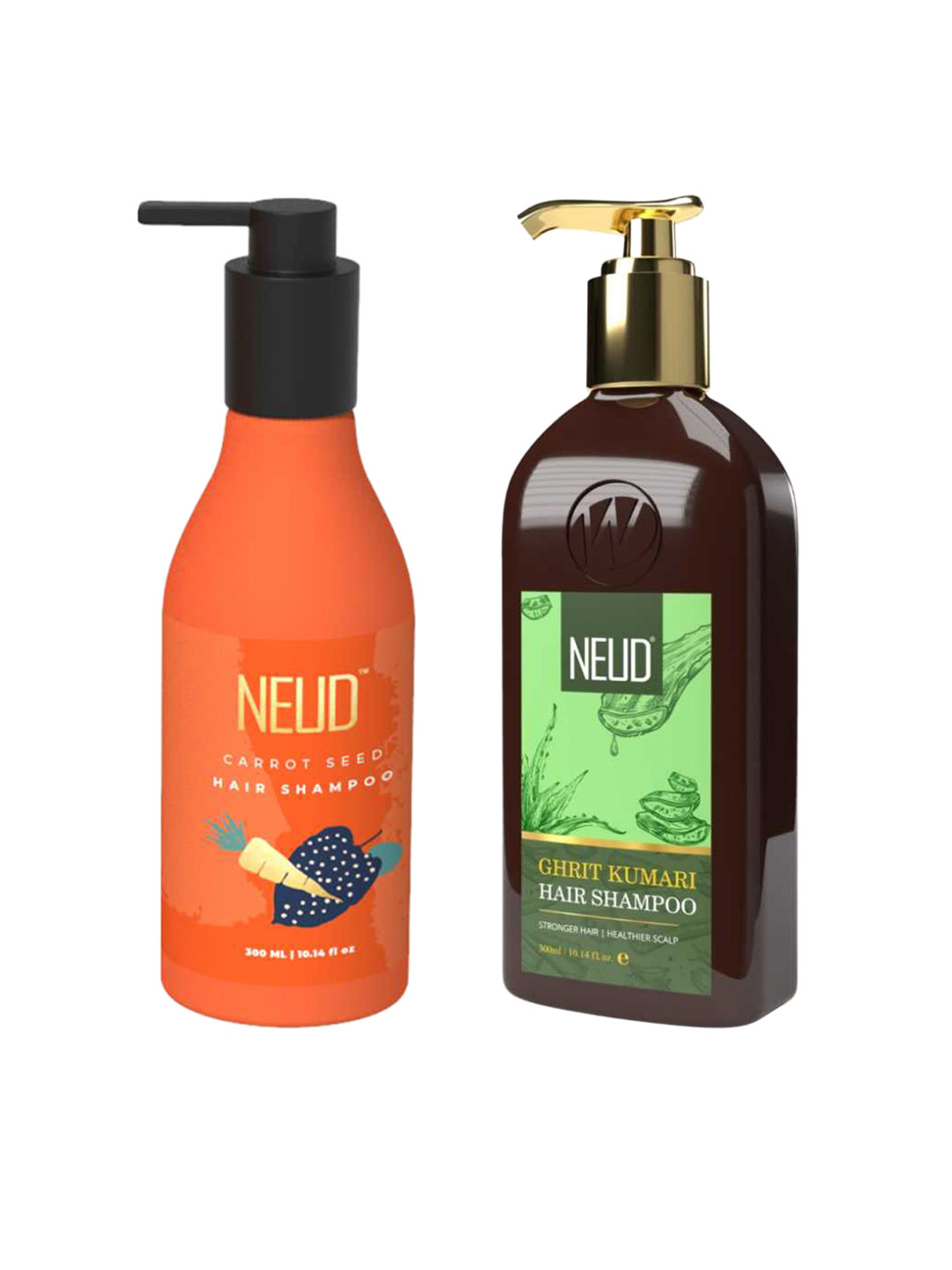 NEUD Set Of 2 Carrot Seed & Ghrit Kumari Shampoo - 300ml Each