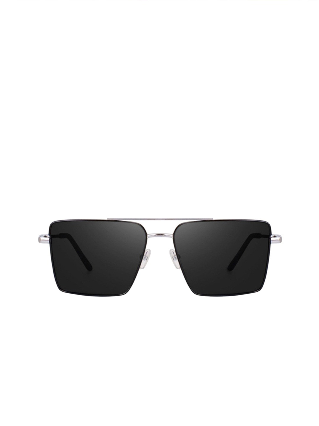 SPADEACES Unisex Aviator Sunglasses with UV Protected Lens HQ SILVER BLACK SQUARE -86_18