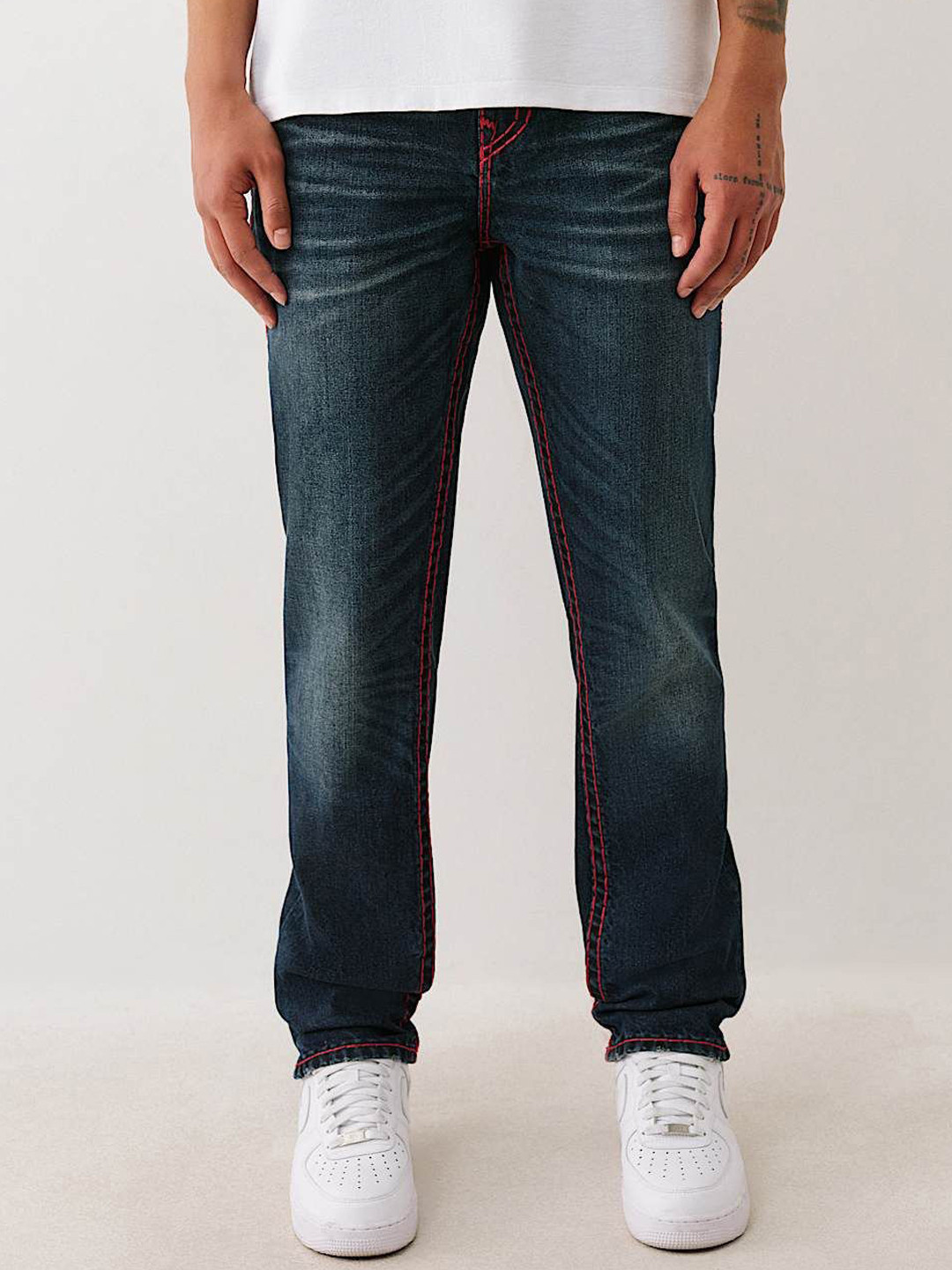 True Religion Men Slim Fit Mid-Rise Light Fade Non Stretchable Jeans