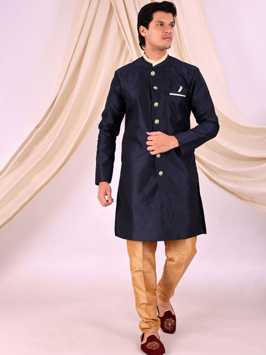 Desibutik Men Mandarin Collar Ethnic Sherwani Set