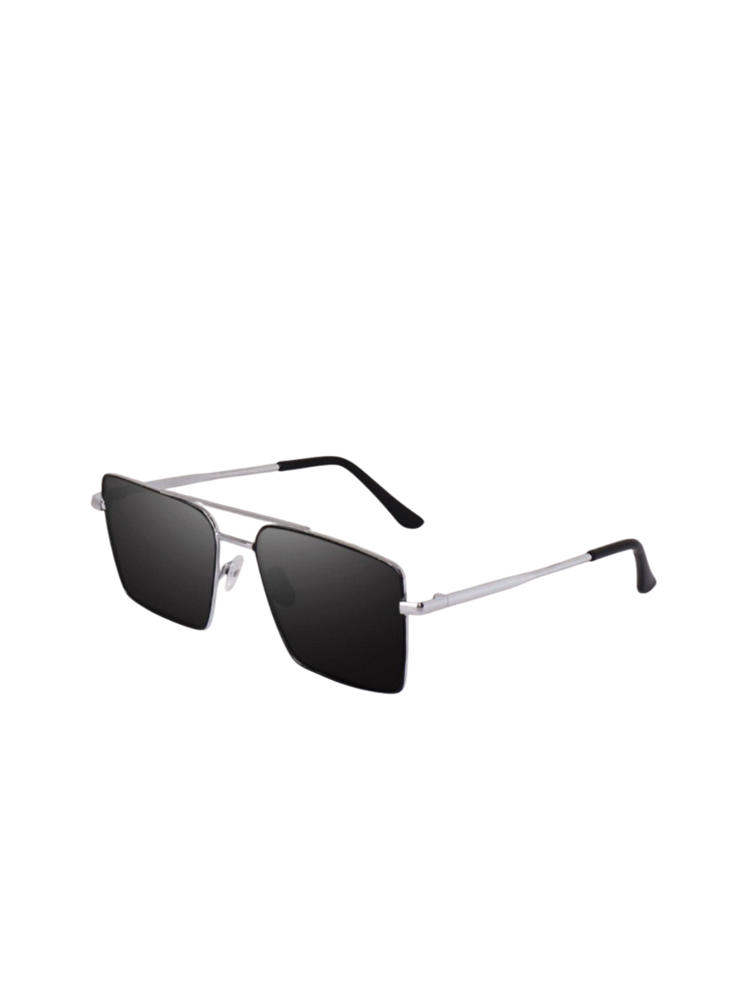 SPADEACES Unisex Square Sunglasses with UV Protected Lens HQ SILVER BLACK SQUARE -44