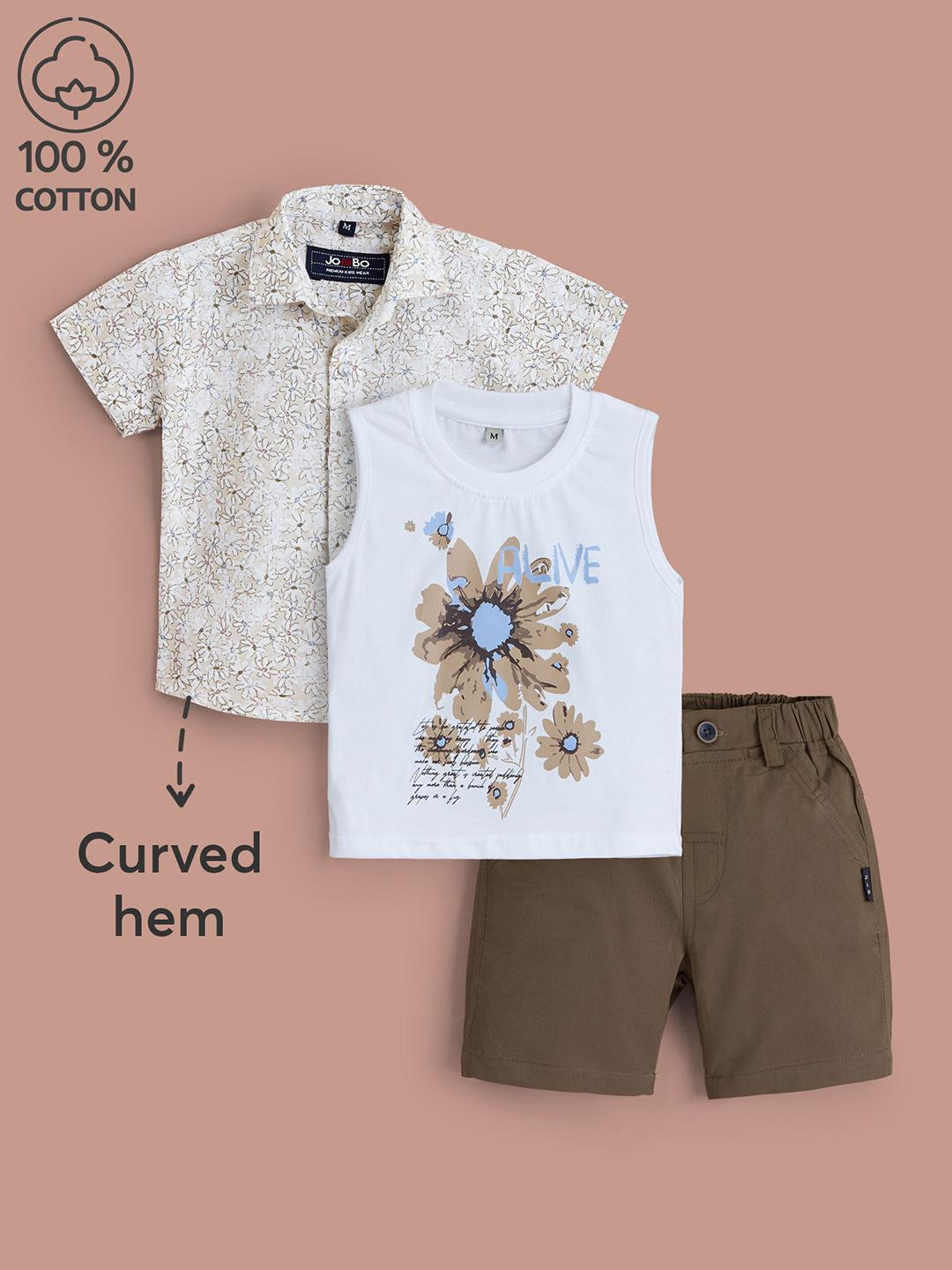 3-Pc Botanical Buddy Cotton Shorts Set