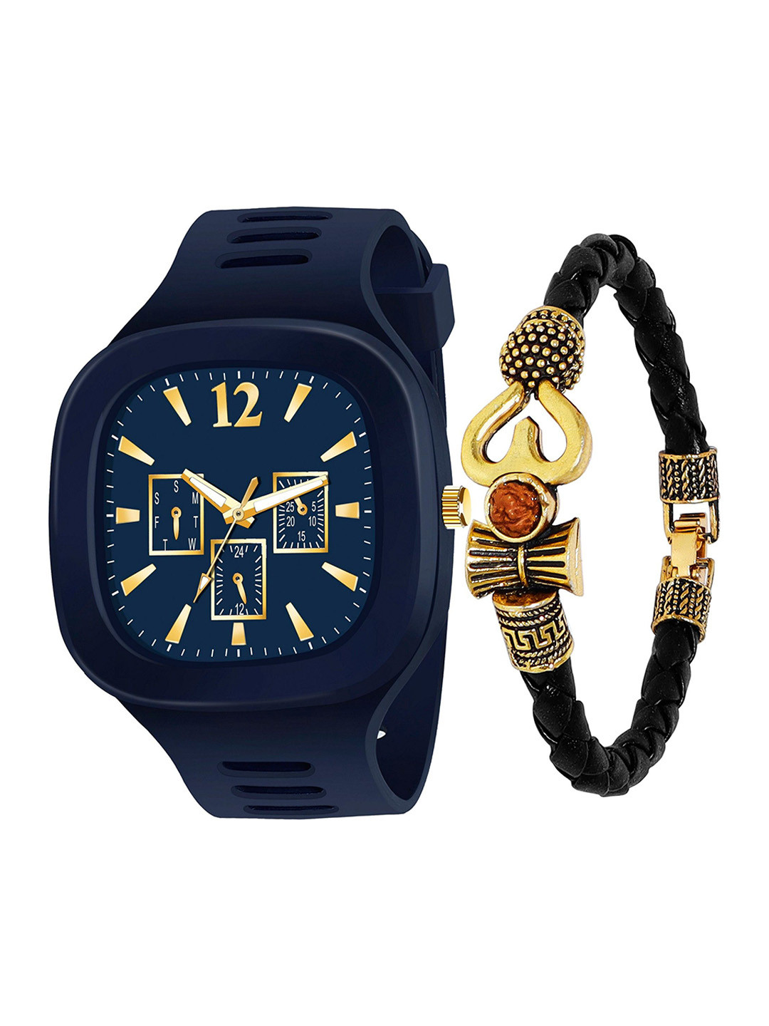 JUST LIKE Unisex Square Dial Analogue Watch and Bracelet Gift Set