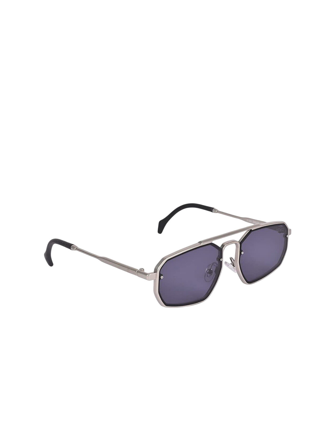 SPADEACES Unisex Aviator Sunglasses Silver Black Polygon-61