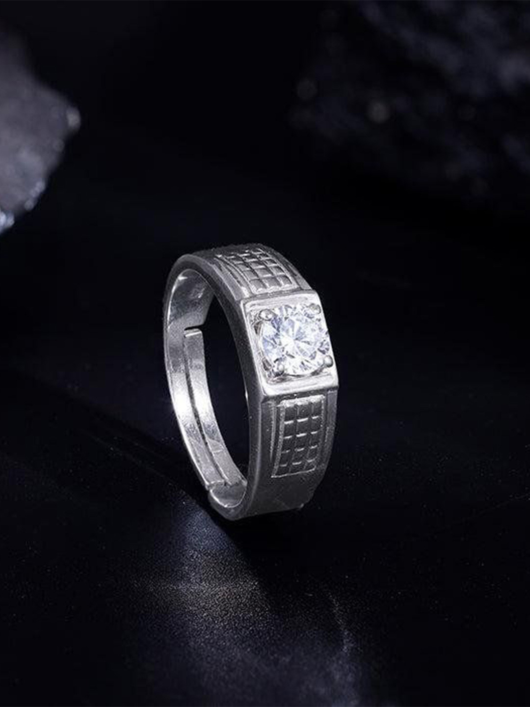 GIVA Men Silver Classic Stud Ring For Him