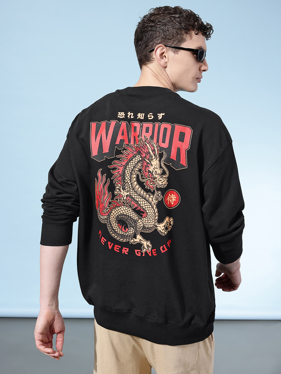 glitchez Anime Print Drop-Shoulder Sleeves Relaxed Fit Pullover