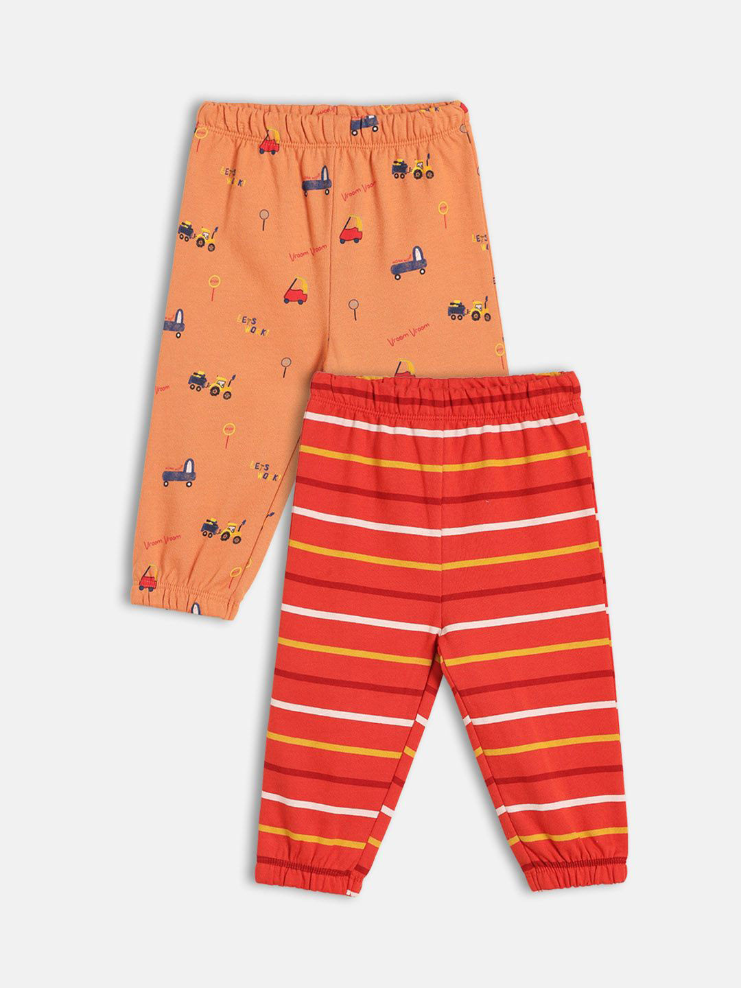 MINI KLUB Boys Pack Of 2 Car Printed & Striped Trousers