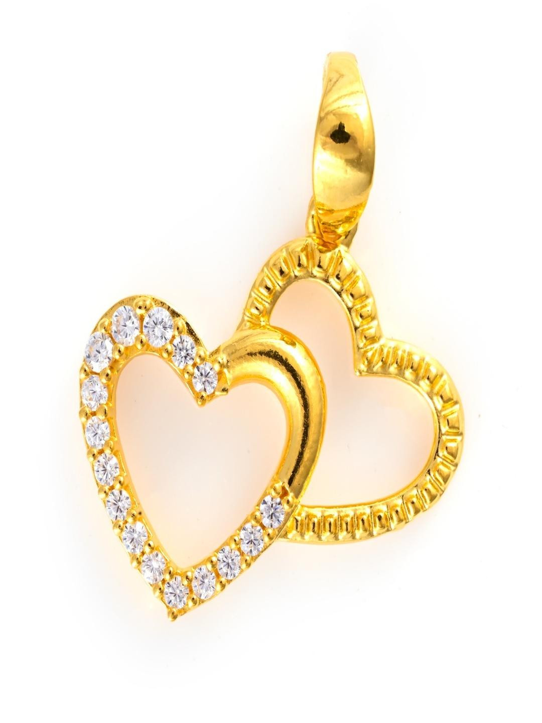 Vinayak Jewellers 925 Sterling Silver The Twin Hearts Zirconia Silver Pendant