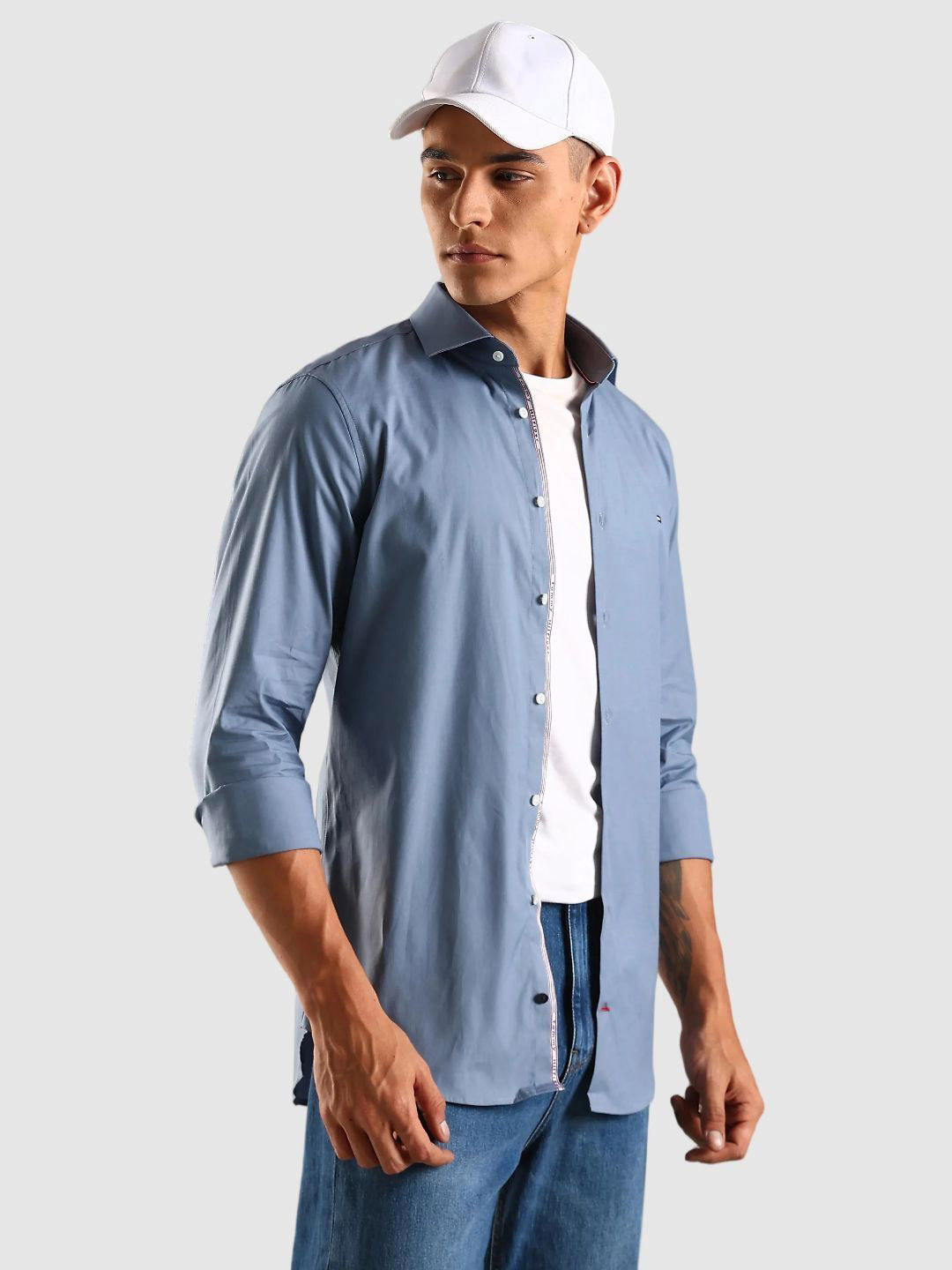Tommy Hilfiger Eroupe Spread Collar Slim Fit Cotton Shirt