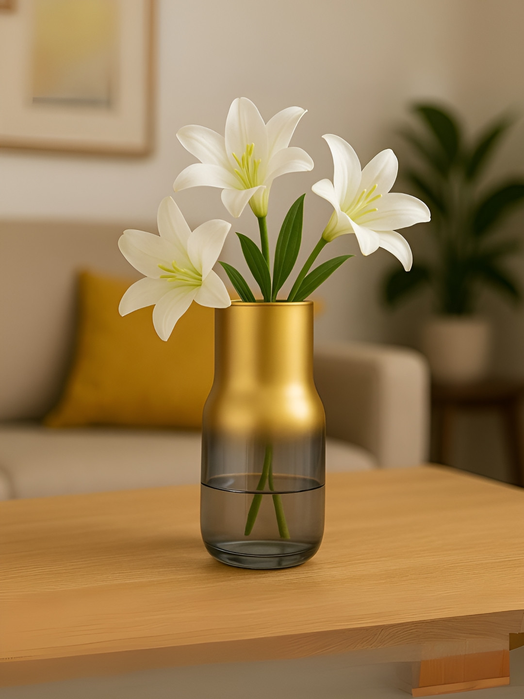 ecofynd Gold Toned Glass Vase